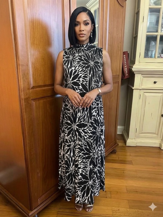 Black label by Chico’s Dresses & Skirts - Sleeveless Black & White Floral Maxi Dress